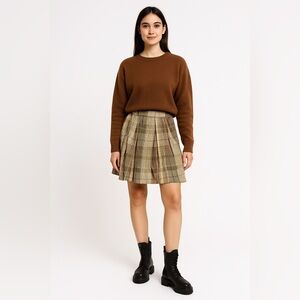 GUNEX Pleated‎ Plaid Skirt, Cotton, size 6